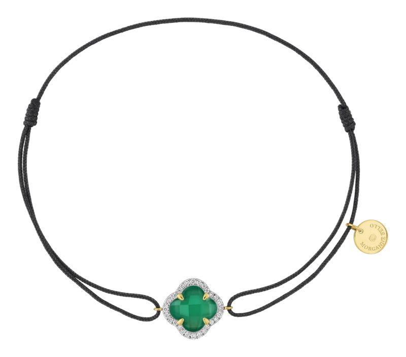 Bracelet Cordon Victoria Diamants Agate Verte Mini