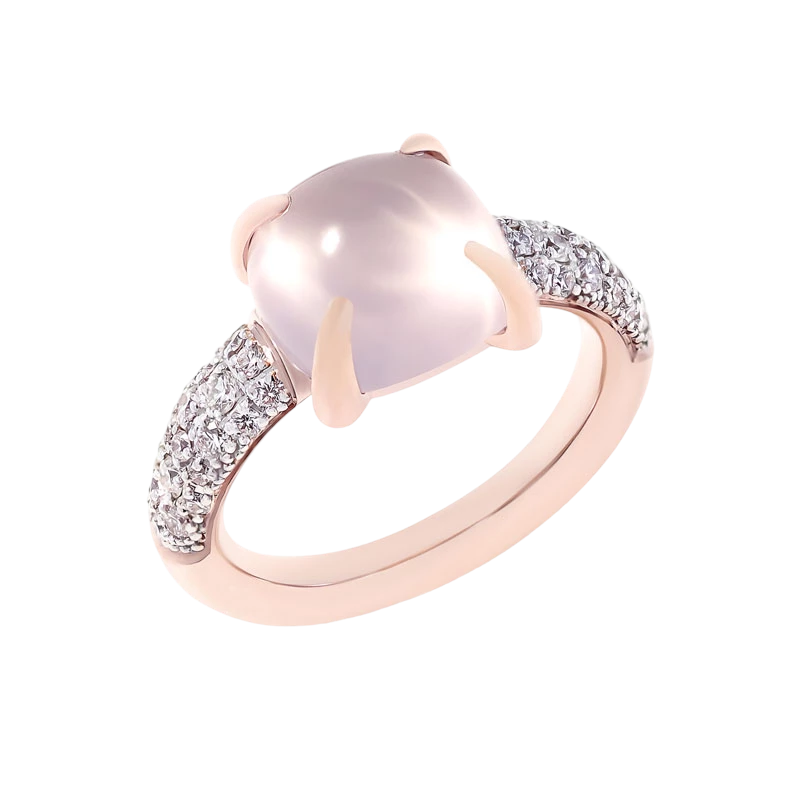 Bague Candy Pavé Quartz Rose