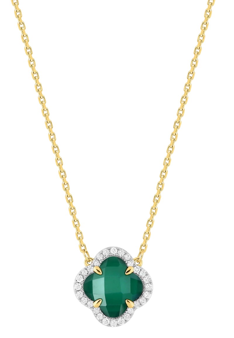 Collier Victoria Diamant Agate Verte