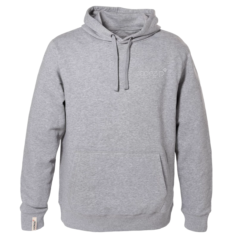 Light grey mottled hoodie with tone on tone logo