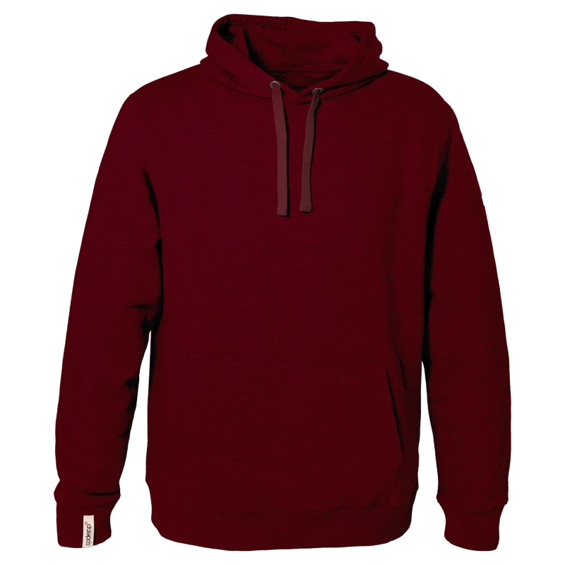 Burgundy hoodie with white logo