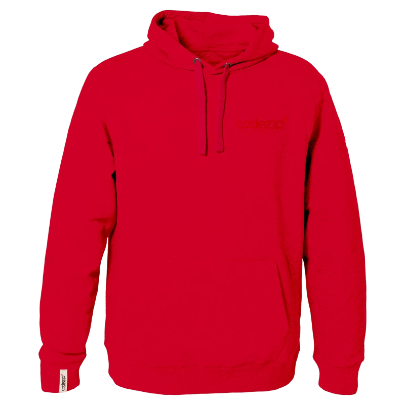 Sweat à capuche rouge suisse avec logo ton sur ton