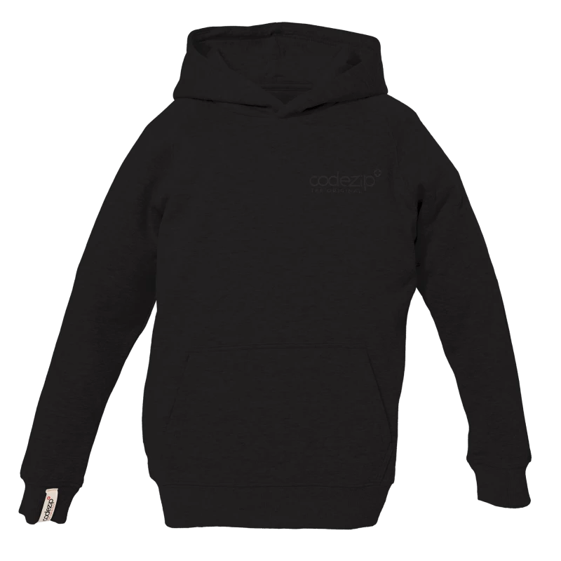 Schwarzer Kids Kapuzenpullover mit Ton-in-Ton-Logo