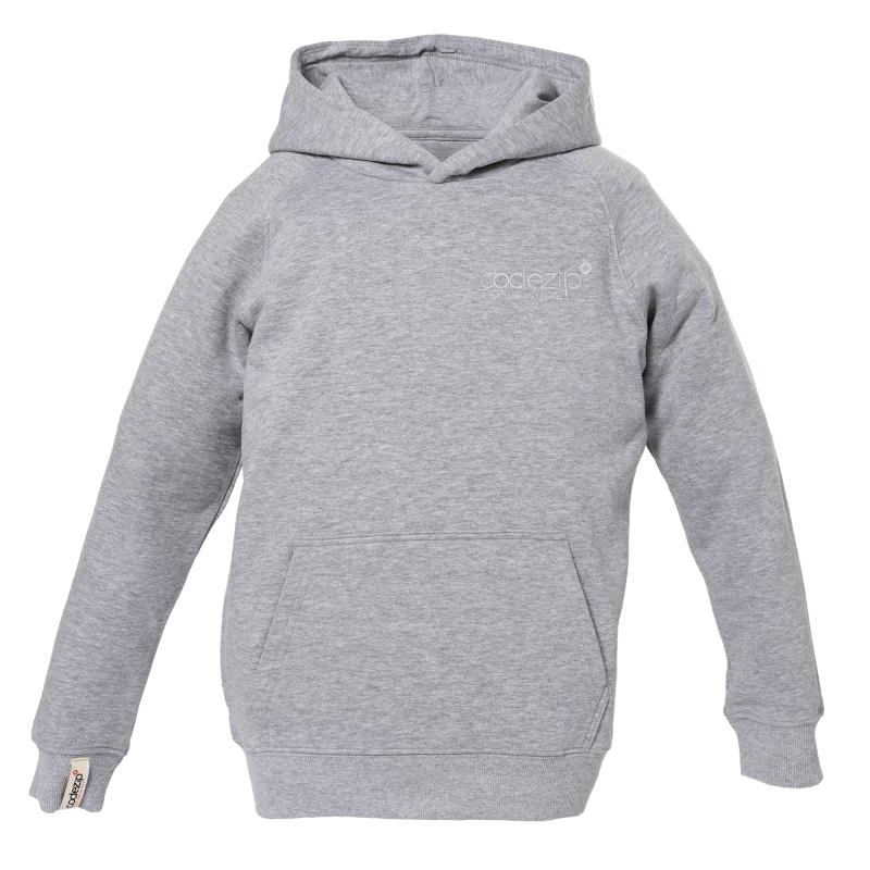 Sweat à capuche kids gris chiné avec logo ton sur ton