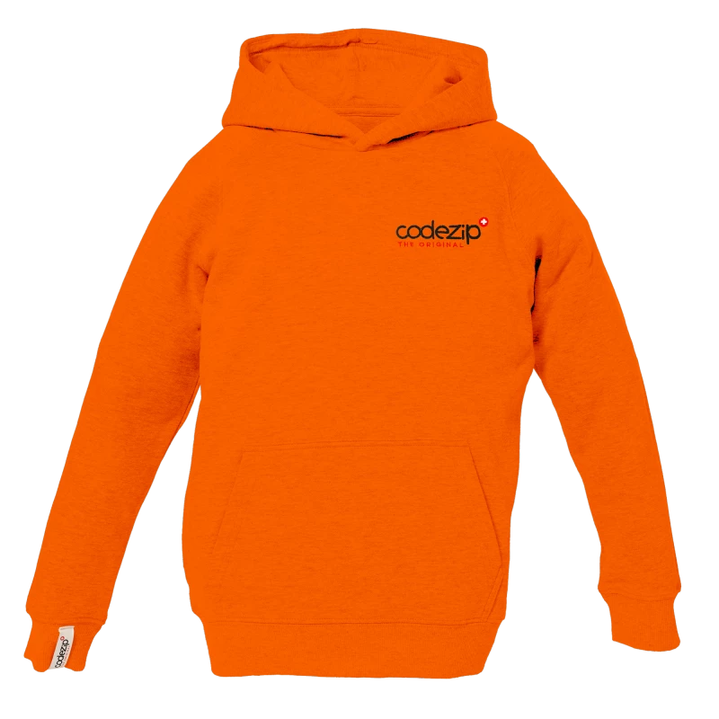 Kids orange hoodie with original logo 