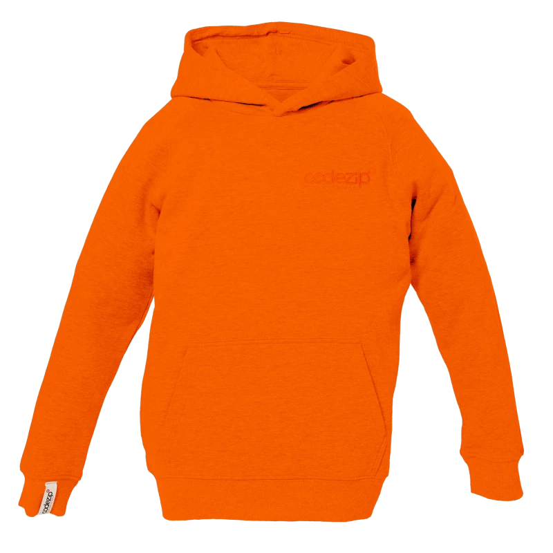 Kids orange hoodie with tone on tone logo