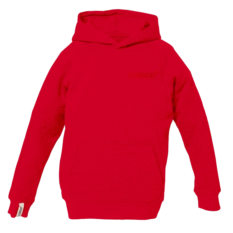 Sweat à capuche kids rouge suisse avec logo ton sur ton