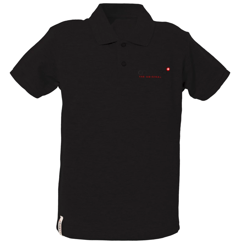 Black short sleeve polo shirt kids with original logo 