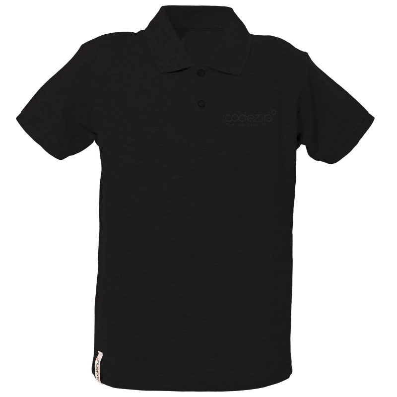 Schwarzes Kids Polo-Shirt mit kurzen Ärmeln und Ton-in-Ton-Logo