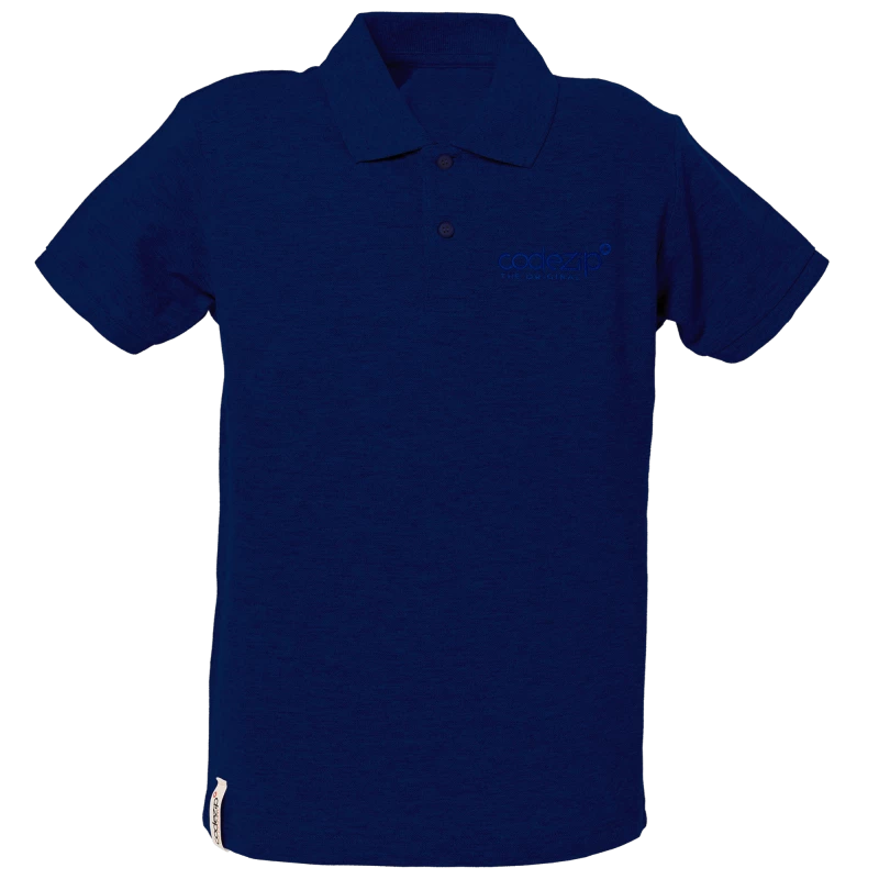 Navy blue polo shirt short sleeves kids with tone on tone logo