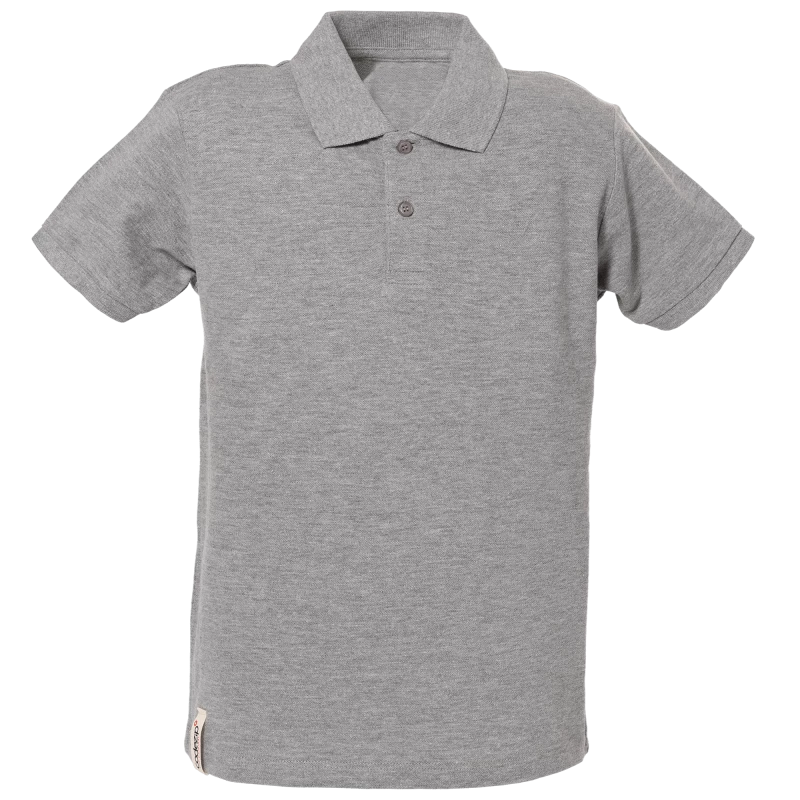 Grau meliertes Kids Polo-Shirt mit kurzen Ärmeln