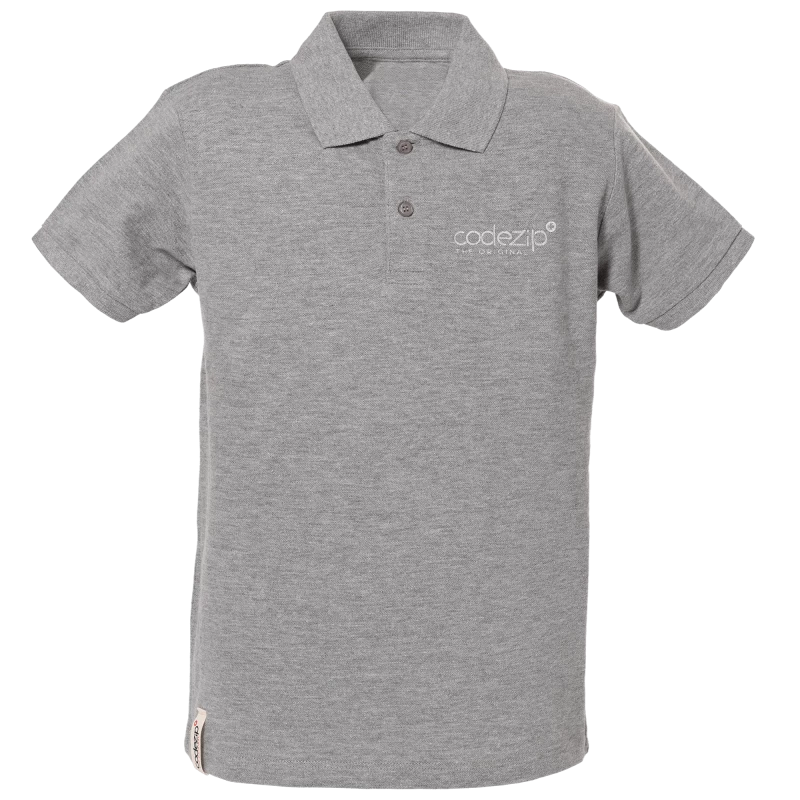 Grey polo shirt with short sleeves kids with tone on tone logo