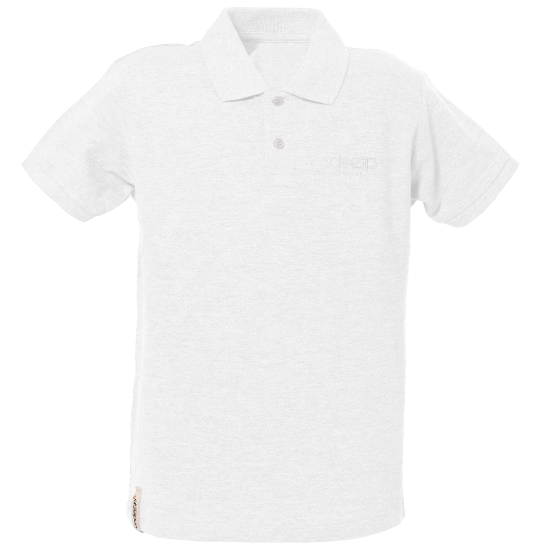 Weisses Kids Polo-Shirt mit kurzen Ärmeln und Ton-in-Ton-Logo