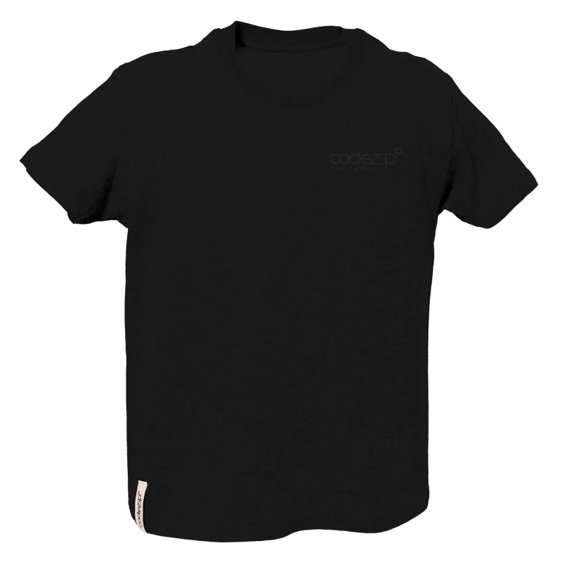 Schwarzes Kids-T-Shirt mit Ton-in-Ton-Logo