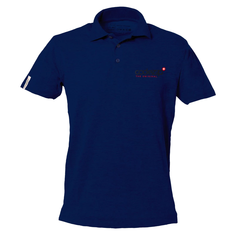 Navy blue short sleeve polo with original logo 