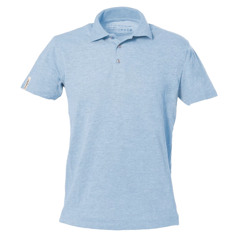 Light blue polo shirt, short sleeves