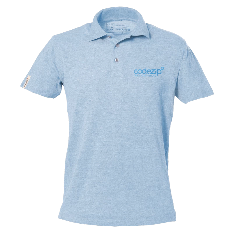 Light blue polo shirt short sleeves with tone on tone logo