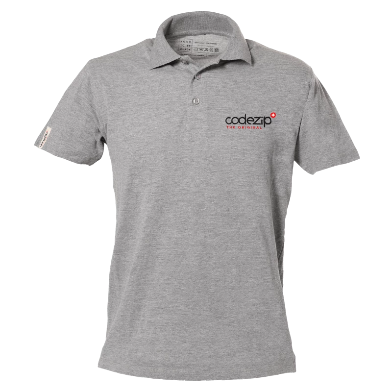 Light grey short sleeve polo with original logo 