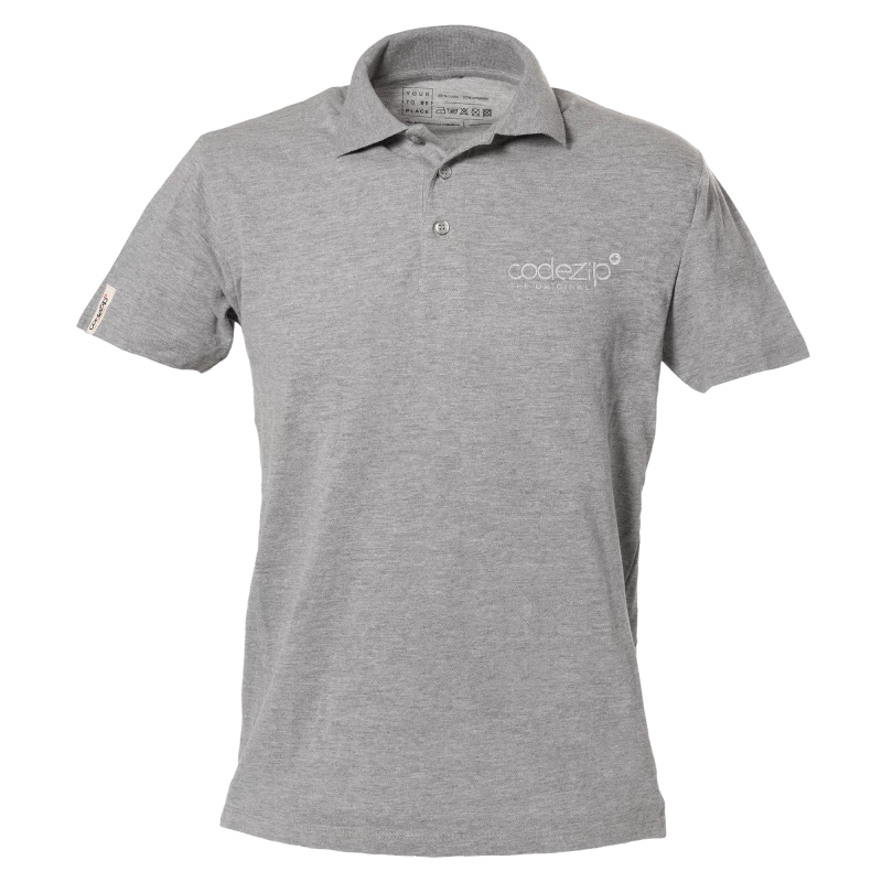 Hellgraues Polo-Shirt mit kurzen Ärmeln und Ton-in-Ton-Logo