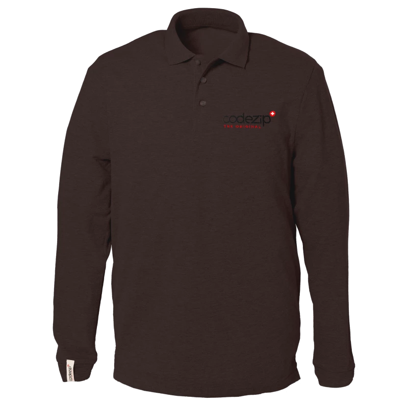 Long sleeve chocolate polo with original logo 