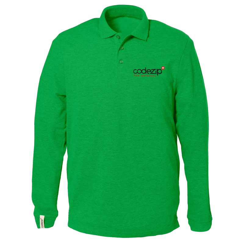 Grünes Polo-Shirt mit langen Ärmeln und Original-Logo 