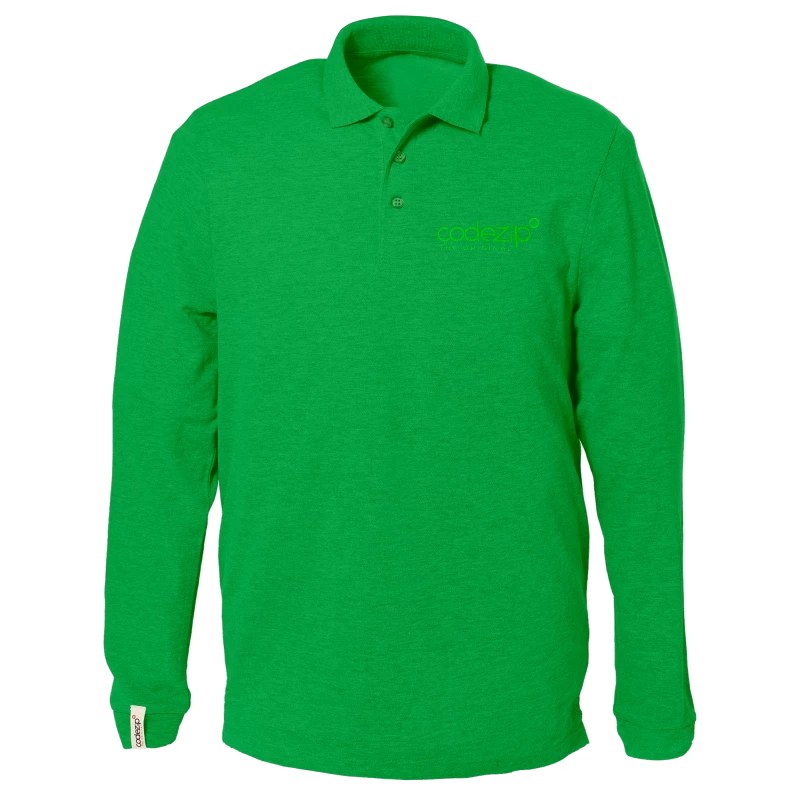 Polo vert prairie manches longues avec logo ton sur ton