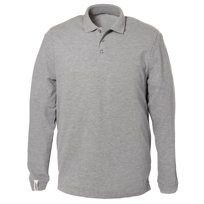 Grey polo shirt with long sleeves