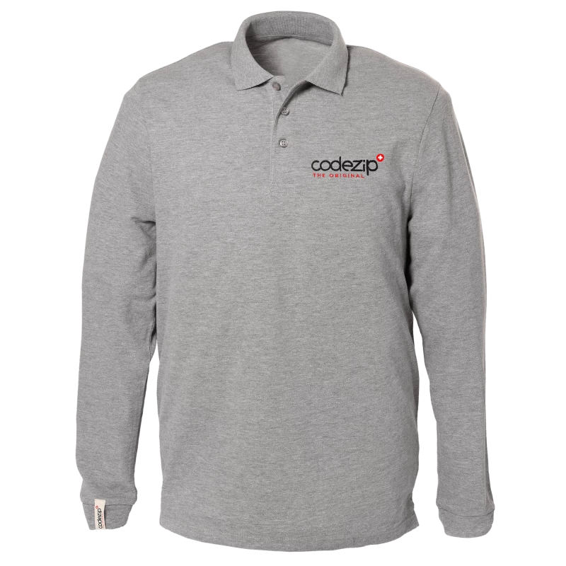 Long sleeve polo shirt grey mottled with original logo 