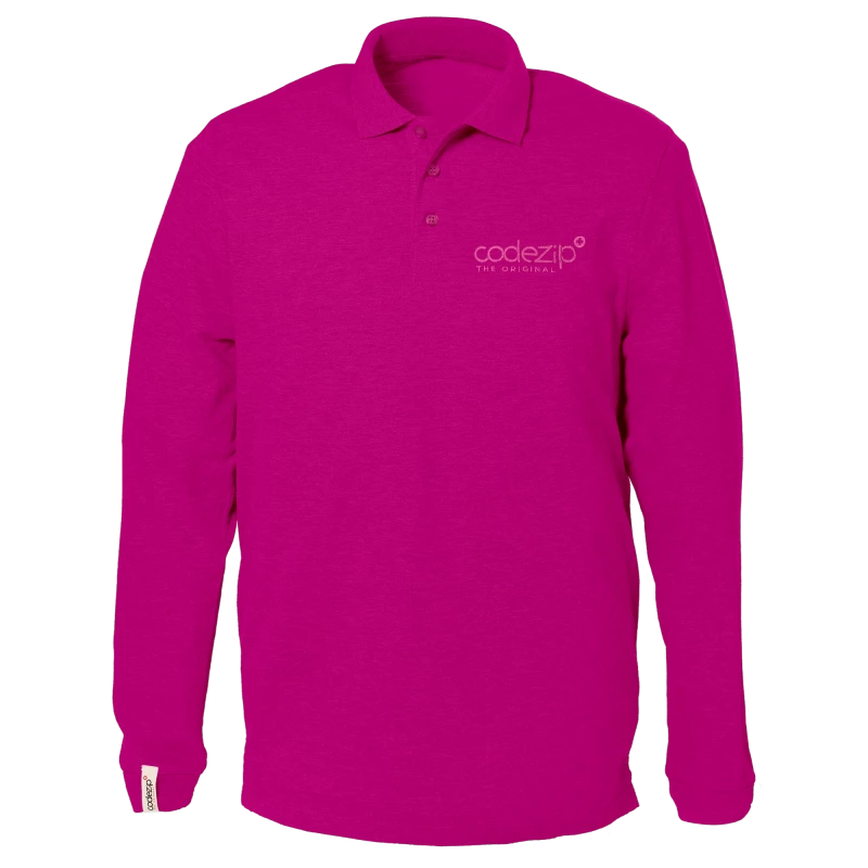 Polo rose flash manches longues avec logo ton sur ton