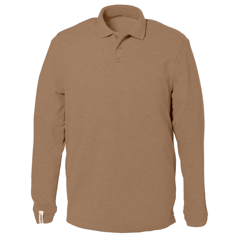 Sand coloured long sleeve polo shirt