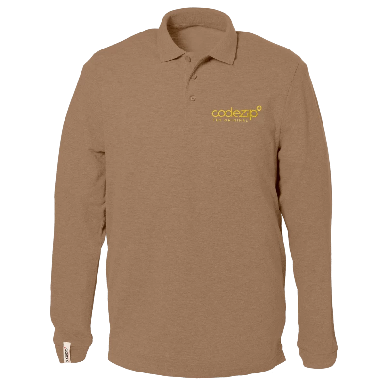 Sand polo long sleeves with tone on tone logo