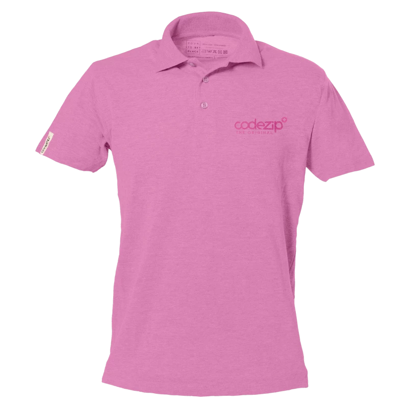 Pink short sleeve polo with toned logo