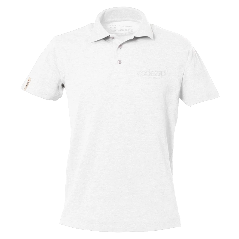 White short sleeve polo with tone on tone logo