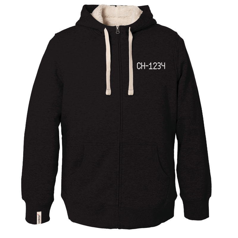 Veste Sherpa à capuche noir élégant personnalisable 