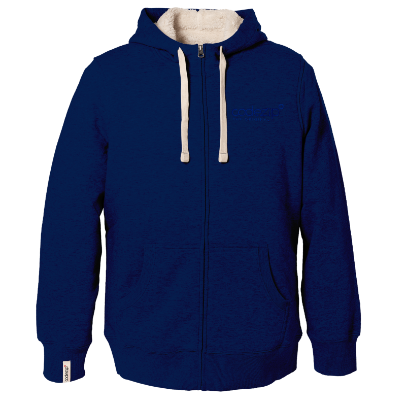 Veste Sherpa à capuche bleu marine avec logo ton sur ton