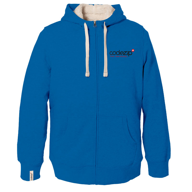Veste Sherpa à capuche bleu royal avec logo original 