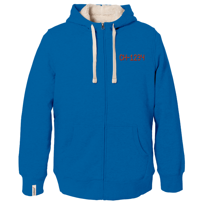 Veste Sherpa à capuche bleu royal personnalisable 