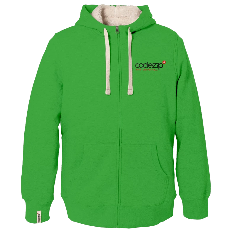 Sherpa flash green hooded jacket with original logo 