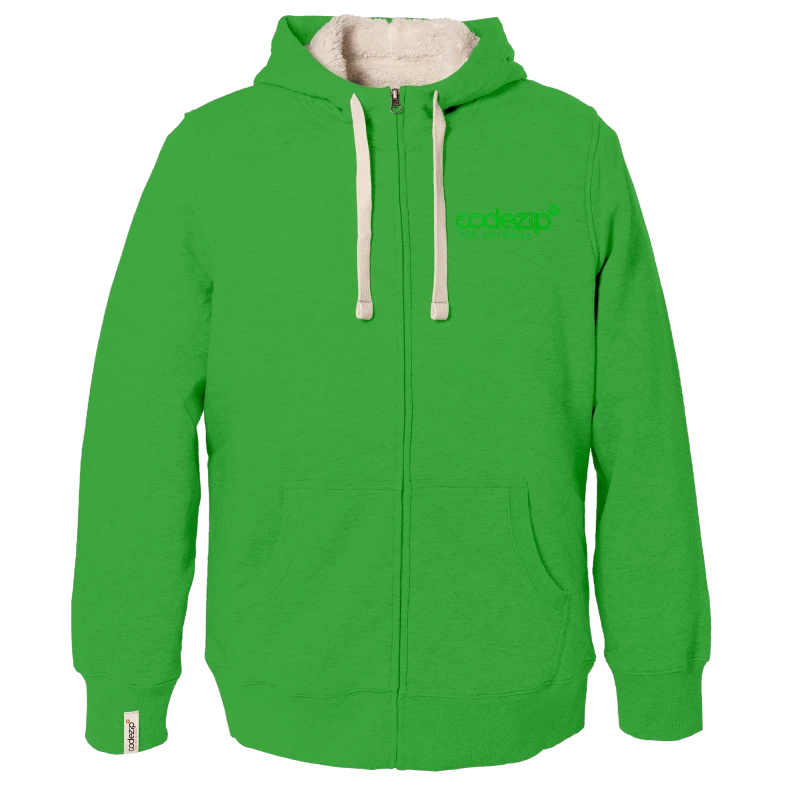 Sherpa flash green hooded jacket with tone on tone logo