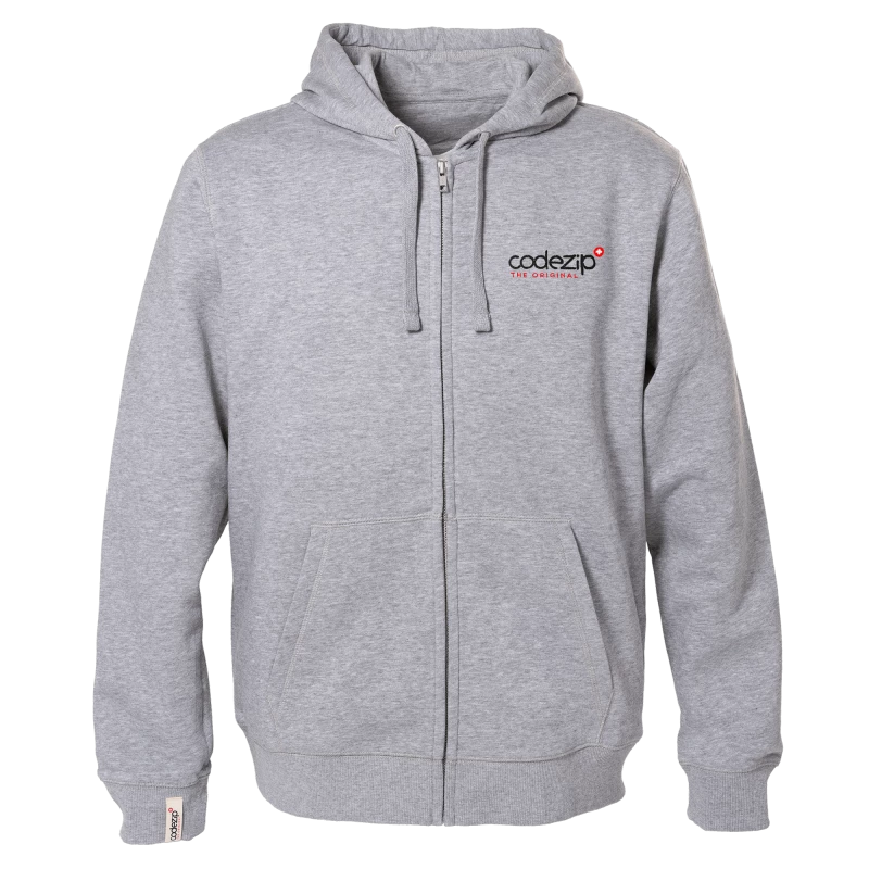 Light grey hooded zip jacket with original logo