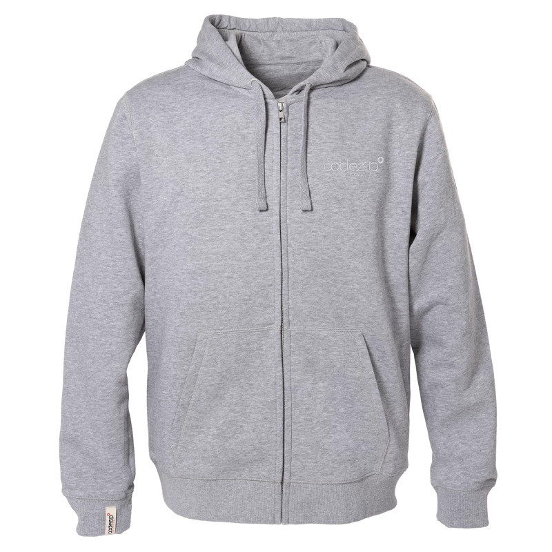 Light grey hooded zip jacket with tone on tone logo