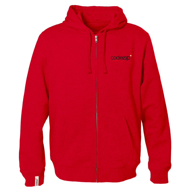 Veste zippée à capuche rouge suisse avec logo original 