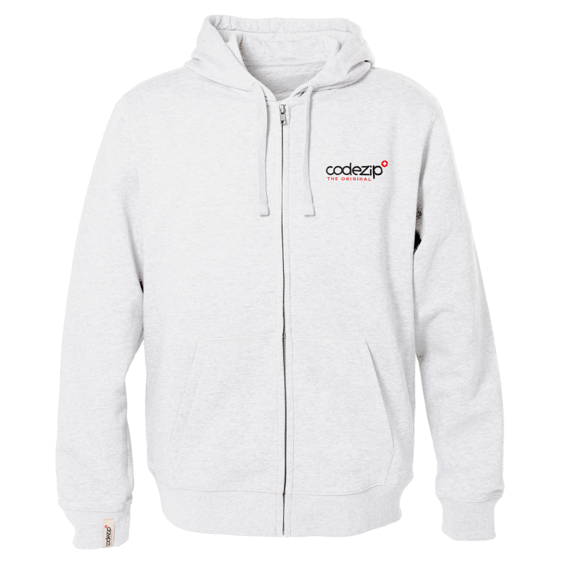 Veste zippée à capuche blanc comme neige avec logo original 