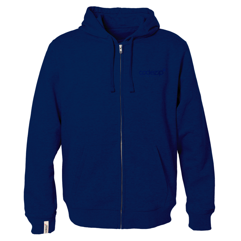 Veste zippée à capuche bleu marine avec logo ton sur ton
