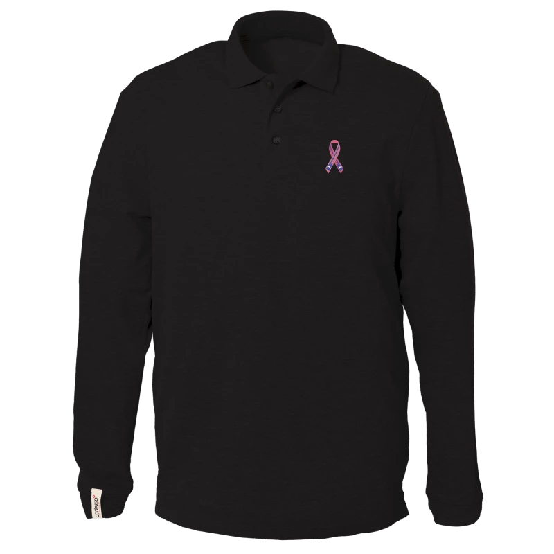 Polo noir manches longues avec logo "Ramer en Rose"