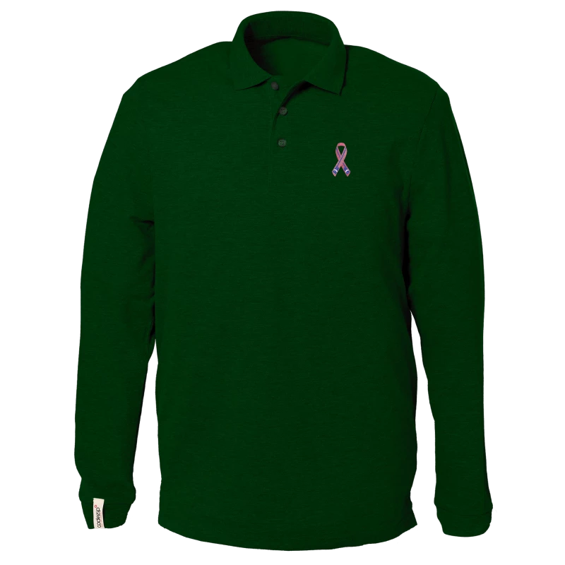 Green golf polo with "Ramer en Rose" logo, long sleeves