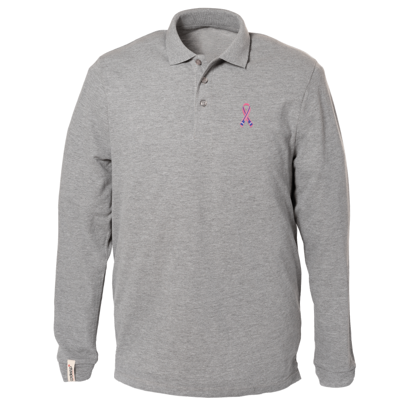 Polo gris chiné manches longues avec logo 