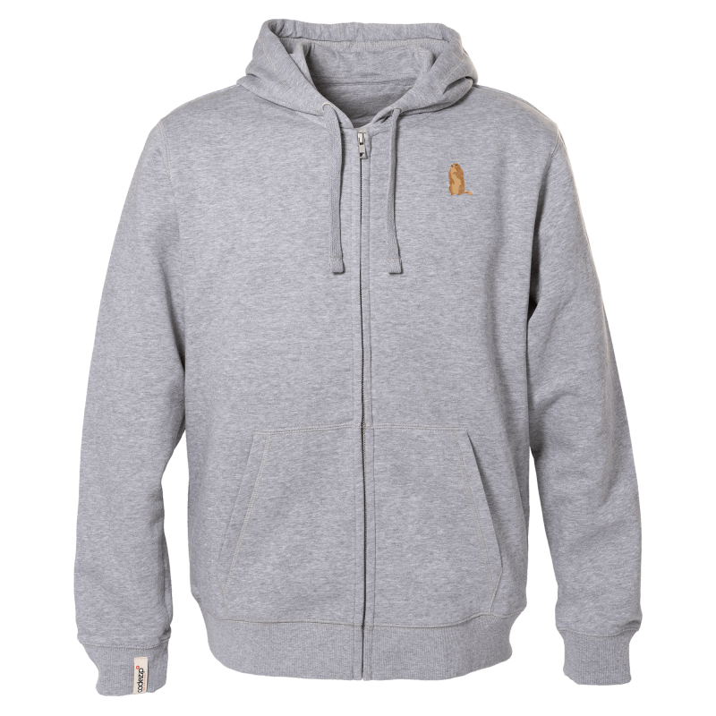 Veste zippée à capuche gris clair chiné avec marmotte 