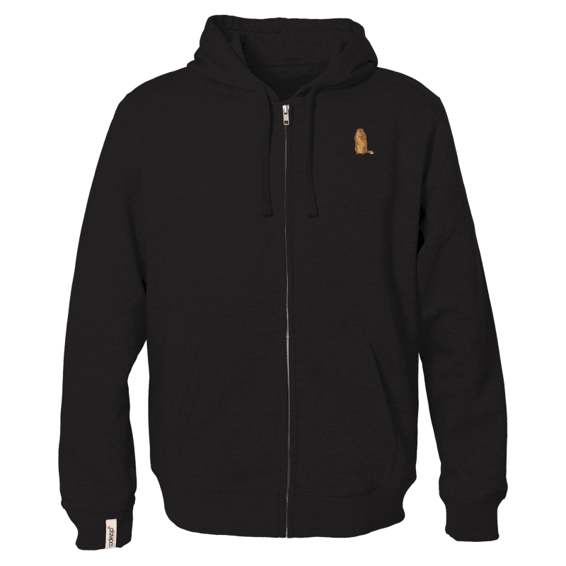 Veste zippée à capuche noir profond avec marmotte 