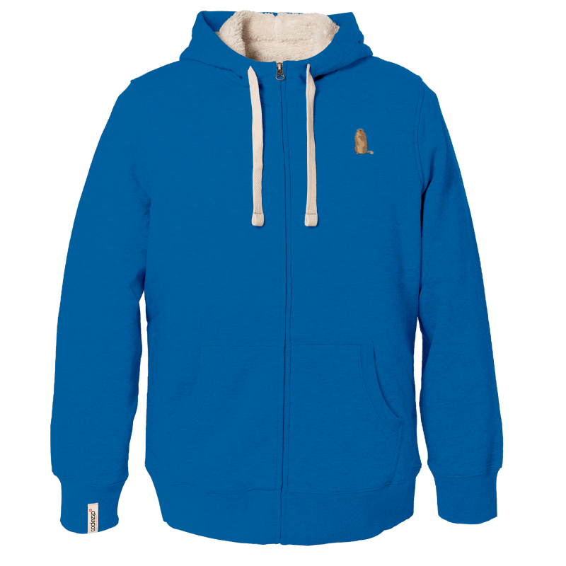 Veste Sherpa à capuche bleu royal avec marmotte